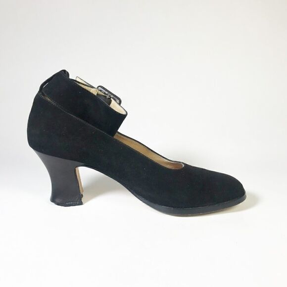 Black Suede Pumps w/Wide Ankle Strap, KC Size 8.5 - Picture 3 of 5